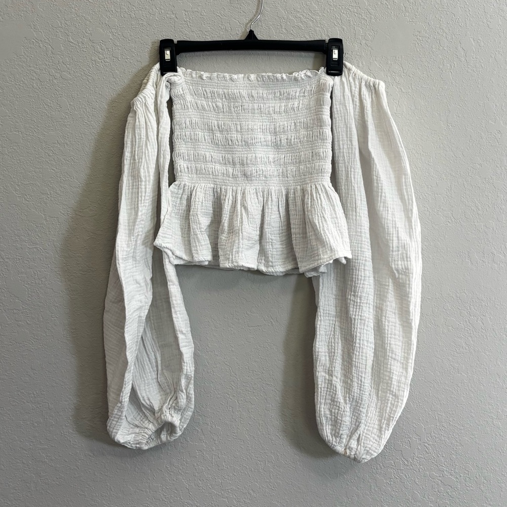 White Smocked Off-Shoulder Top